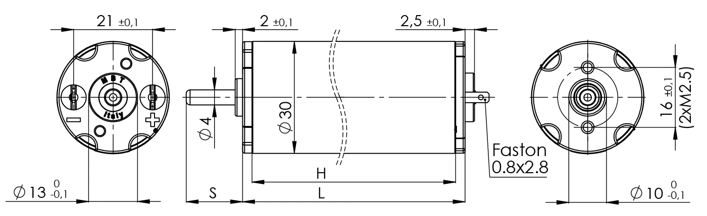 Disegno tecnico elettromotore D30