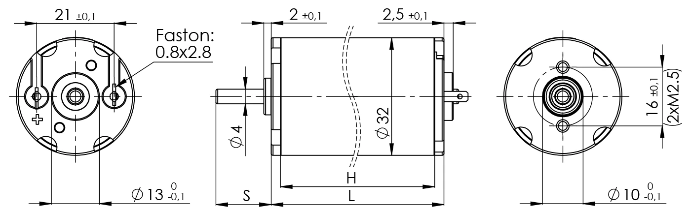 Disegno tecnico elettromotore D32
