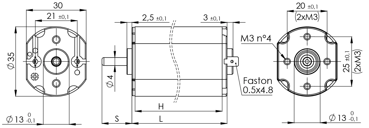 Disegno tecnico elettromotore D35