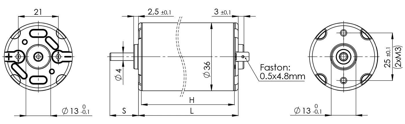 Disegno tecnico elettromotore D36