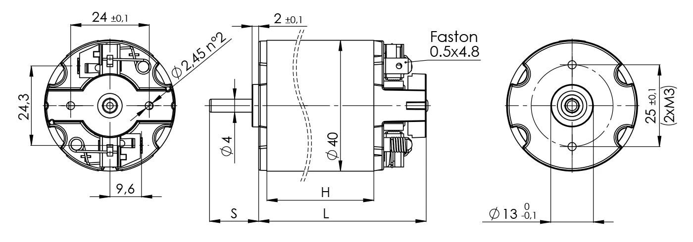 Disegno tecnico elettromotore D40