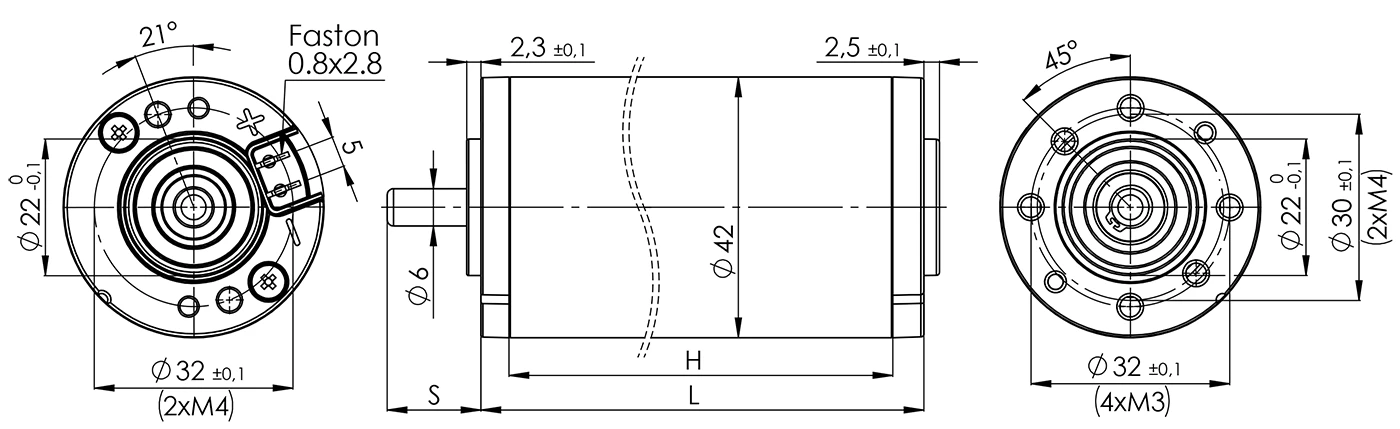 Elettromotore D42 - disegno tecnico