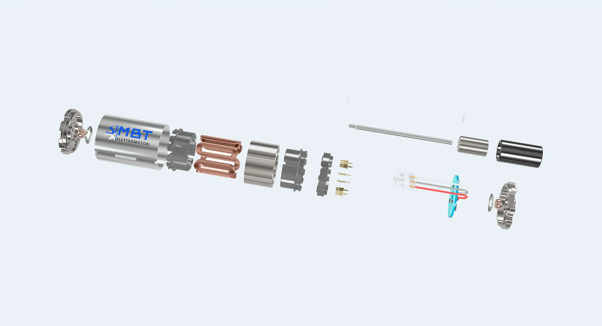 esploso di un elettromotore brushless